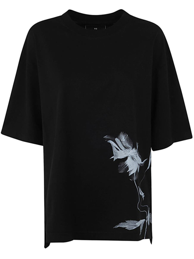 Y-3 Adidas Printed T-shirt Clothing In Black