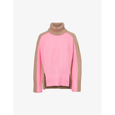 Me And Em Turtleneck Relaxed-fit Wool And Cashmere-blend Knitted Jumper In Camel/pink