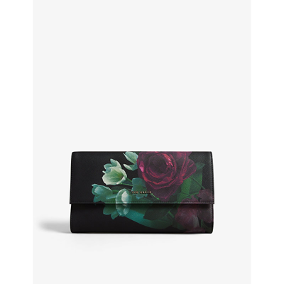 Ted Baker Floral Print Wallet In Black