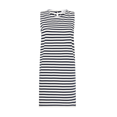 Matteau Striped Cotton Mini Shift Dress In Navy,white