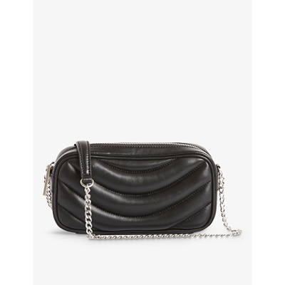 Claudie Pierlot Womens Noir / Gris Quilted Leather Camera Bag 1 Size