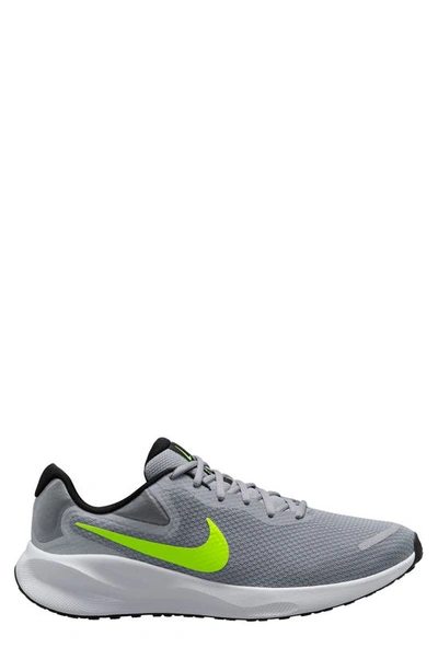 Nike Men's Revolution 7 Running Sneakers From Finish Line In Wolf Gray,volt
