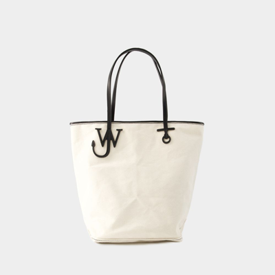 Jw Anderson Anchor Tall Tote Bag - J.w. Anderson - Canvas - Ivory/black In Beige