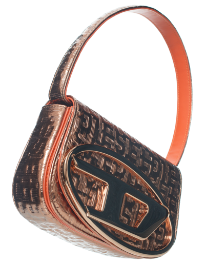 Diesel 1dr Shoulder Bag With Metallic Monogram In Bronze