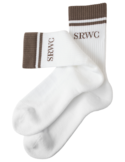 Sporty And Rich Srwc Logo Embroidered Socks In White