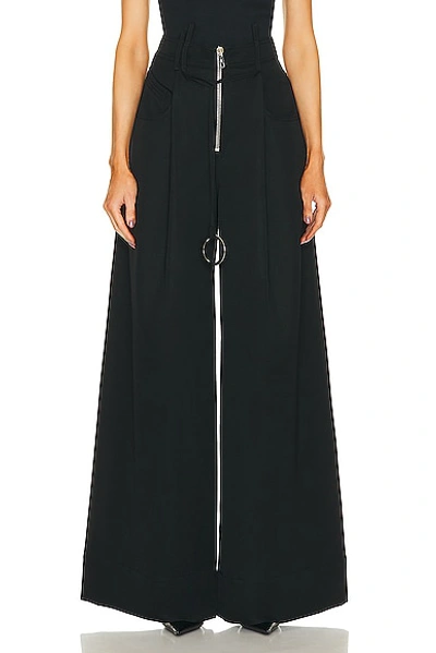 Attico Wide-leg Wool Trousers In Black