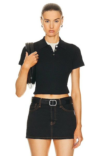 Guest In Residence Shrunken Polo Top In Black