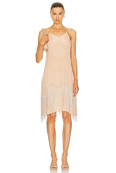 Bode Beaded Shakey Dress In Blush