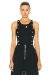 Attico Embellished Appliquéd Ribbed Cotton-jersey Tank In Black
