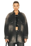 Attico Black Tie-dye Denim Jacket In Dark Grey & Sand