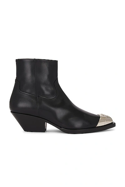 Givenchy Metal-toe Leather Western Ankle Boots In Black