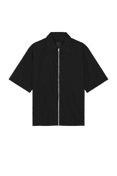 Givenchy Boxy Fit Zipped Short Sleeve Shirt In Black