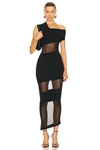 Rta One Shoulder Pannel Maxi Dress In Black