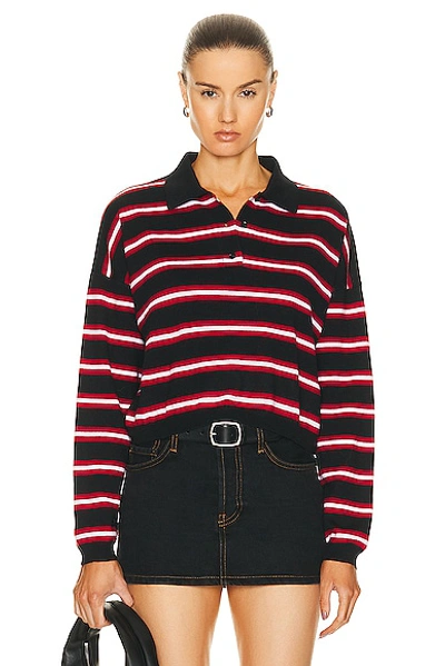 Loewe Striped Wool Polo Sweater In Black