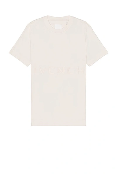 Givenchy Slim Fit Branding Embroidery Tee In Nude Pink