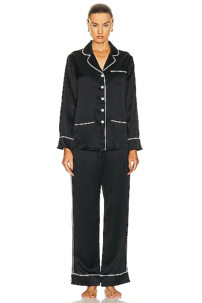 Olivia Von Halle Coco Silk-satin Pyjama Set In Jet Black