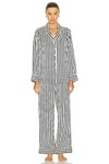 Olivia Von Halle Lila Nika Striped Silk Long Pajama Set In Nika Core