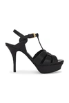 Saint Laurent Tribute Black Sandals With Platform In Patent Leather Woman In Noir