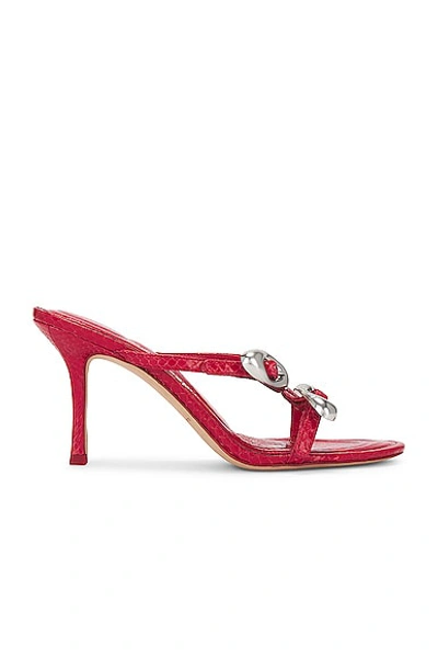 Alexander Wang Dome 85 Water Snake Strappy Slide Sandal In Bright Red