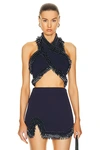 Cult Gaia Clara Halter Knit Top In Evening Blue