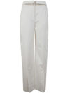 Alberta Ferretti Split Cotton Gabardine Wide Pants In White