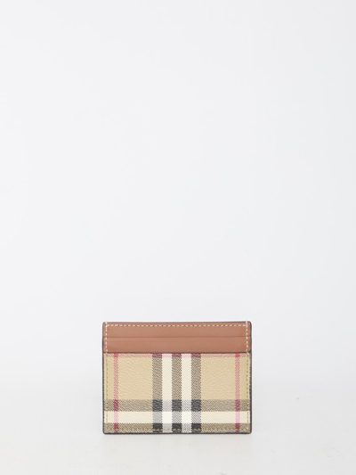 Burberry Check Cardholder In Beige