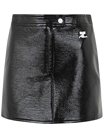 Courrèges Reedition Vinyl Mini Skirt Clothing In Black