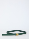 Bottega Veneta Brass Knot Skinny Leather Belt In Green