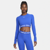 Nike Pro 365 Dri-fit Long Sleeve Crop Top In Blue