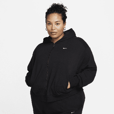 Nike Women's  Sportswear Chill Terry Loose Full-zip French Terry Hoodie (plus Size) In Black