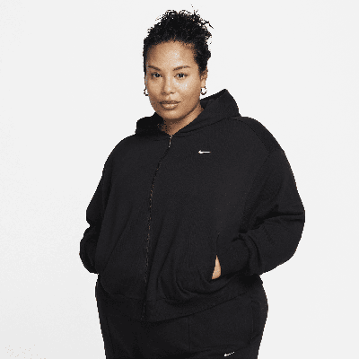 Nike Women's  Sportswear Chill Terry Loose Full-zip French Terry Hoodie (plus Size) In Black,sail