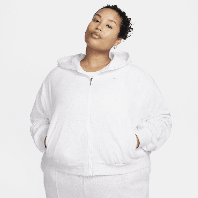 Nike Women's  Sportswear Chill Terry Loose Full-zip French Terry Hoodie (plus Size) In Brown