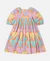 Stella Mccartney Kids' Seashell Print Puff Sleeve Dress In Multicolour