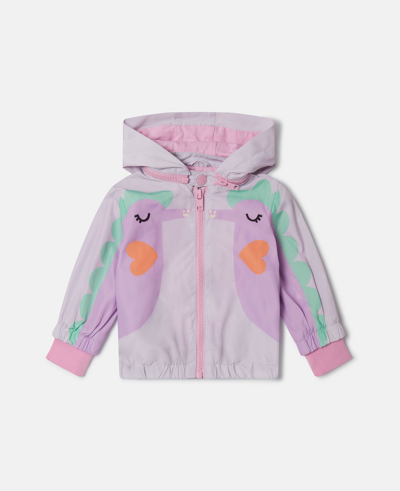 Stella Mccartney Kids' Double Seahorse Print Hooded Jacket In Lilac