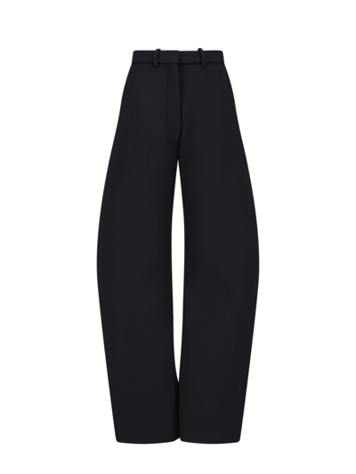 Alaïa High-rise Round Wide-leg Crepe Trousers In Black  