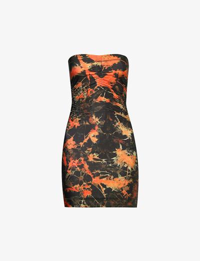 Knwls Womens Acid Flame Skinn Abstract-pattern Stretch-woven Mini Dress