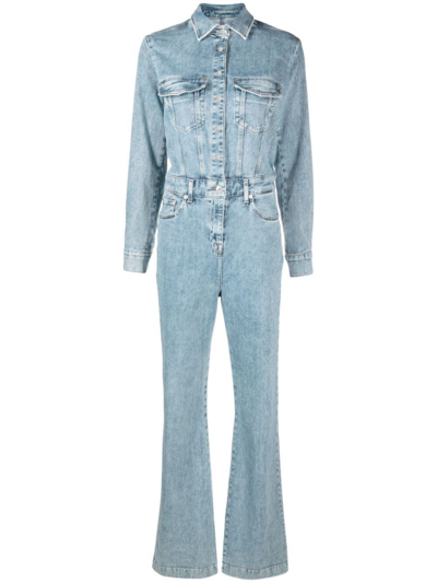 7 For All Mankind Flared Luxe Jumpsuit In Blue