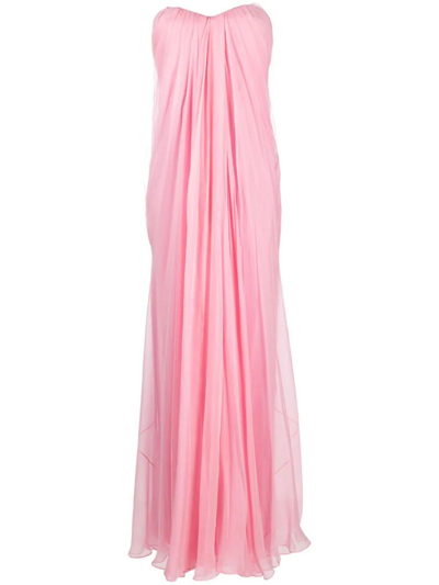 Alexander Mcqueen Langes Kleid Aus Seide In Pink
