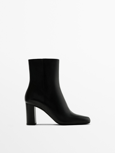 Massimo Dutti High-heel Ankle Boots In Black