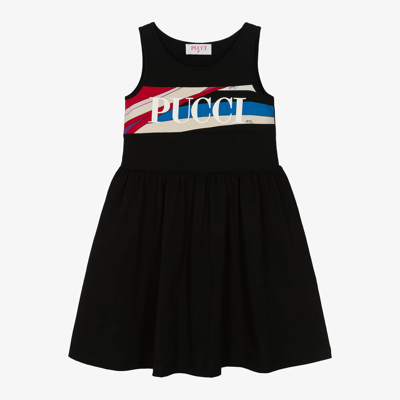 Pucci Babies'  Girls Black Cotton Sleeveless Dress
