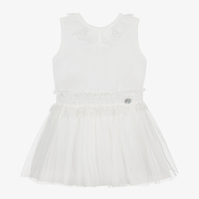 Artesania Granlei Babies' Girls White Cotton & Tulle Skirt Set