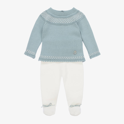 Artesania Granlei Boys Blue Knitted 2 Piece Babygrow