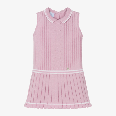 Artesania Granlei Babies' Girls Pink Ribbed Knit Dress