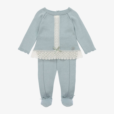 Artesania Granlei Girls Blue Knitted Lace 2 Piece Babygrow