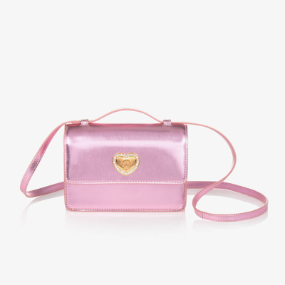 Versace Kids' Girls Pink Leather Medusa Handbag (17cm)