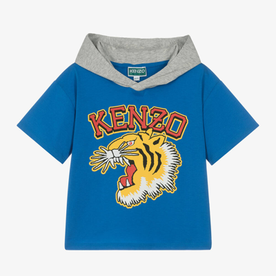 Kenzo Babies'  Kids Boys Blue Organic Cotton T-shirt