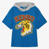 KENZO KENZO KIDS TEEN BOYS BLUE ORGANIC COTTON T-SHIRT