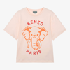 Kenzo Kids Teen Girls Pink Cotton Elephant T-shirt