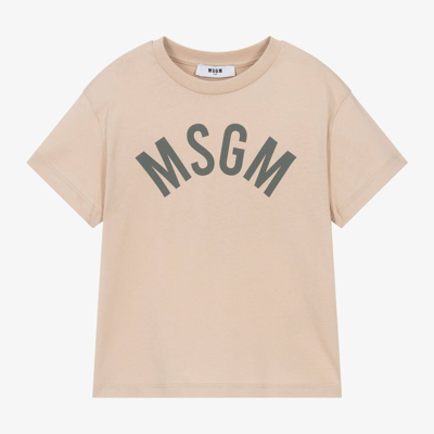 Msgm Babies'  Beige Cotton Club Paradiso T-shirt