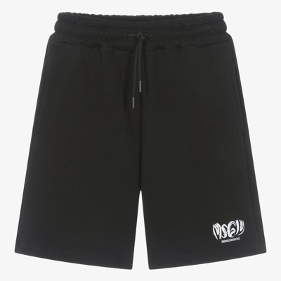 Msgm Teen Boys Black Cotton Jersey Shorts